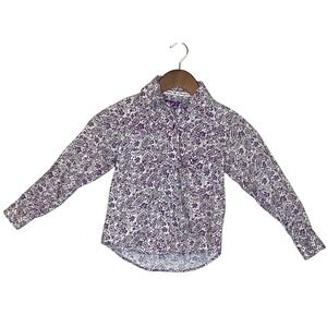 Cowgirl Hardware Girls Pearl Snap Western Shirt Size 5 XS Purple Paisley Horse